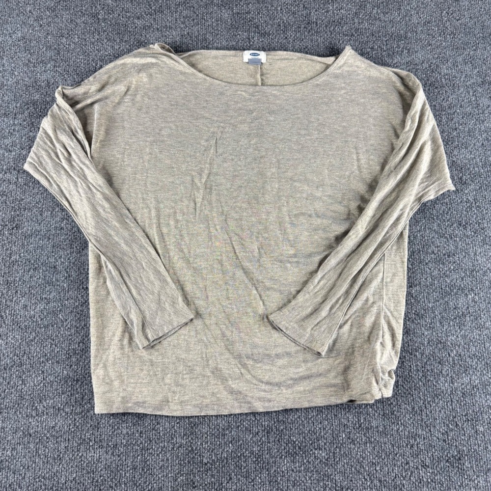 Old Navy Womens Medium Metallic Heather Taupe Boat Neck Long Sleeve Top